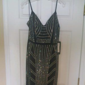 Black long formal or prom with ab Rhinestones